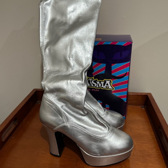 Funtasma Exotica-2000 Platform Boots, Silver, Size 9 - Picture 4 of 11